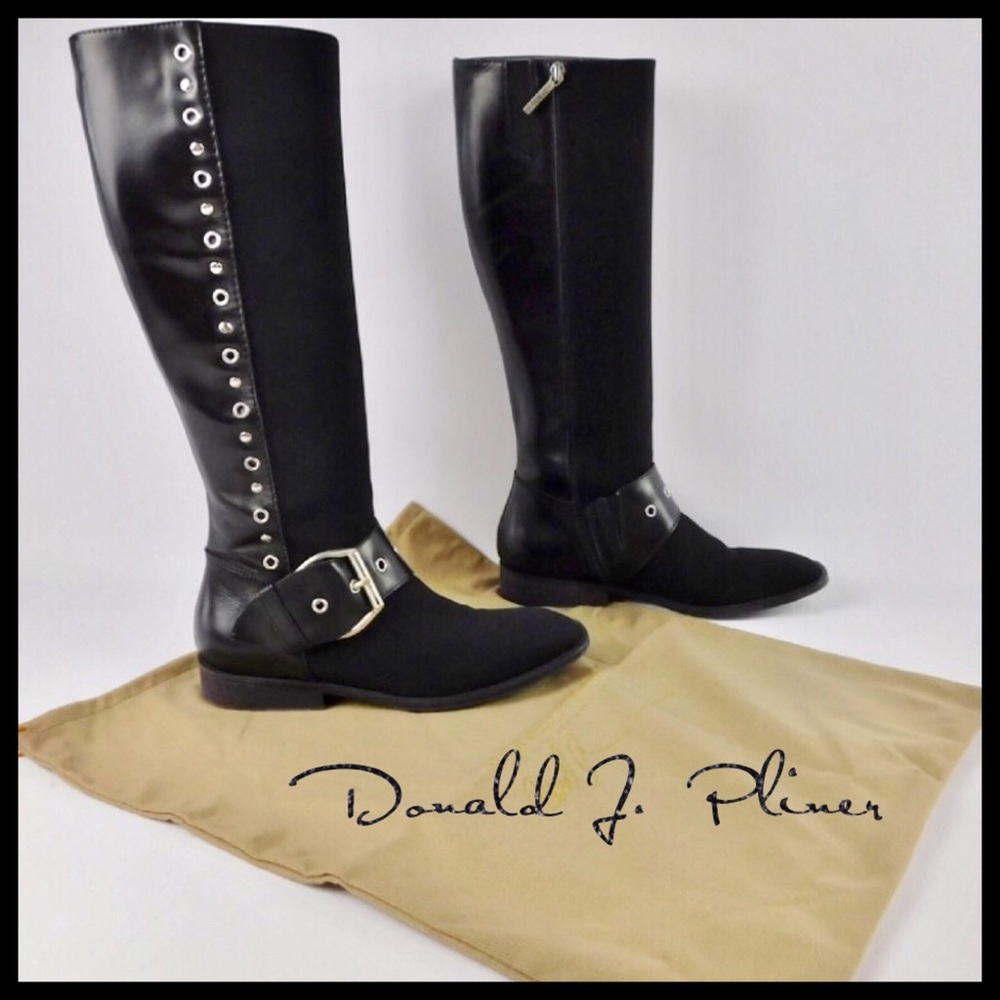 Donald J. Pliner Gale Black Crepe Riding Boots 6.5